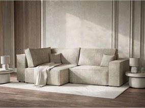 Béžová ženilková rozkladacia/s úložným priestorom rohová pohovka (ľavý roh/do L) Tonga – Maison de Rêve