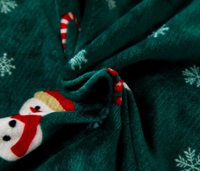 Sada mikroplyšových obliečok SNOWMAN AND GINGERBREAD zelené + obliečka mikroplyš SOFT 180x200 cm biele, dvojlôžko
