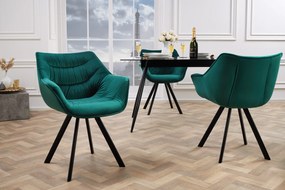 Stolička The Dutch Comfort zamatová smaragdovo zelená lakťová opierka
