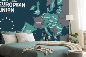 Samolepiaca tapeta náučná mapa s názvami krajín EÚ - 375x250