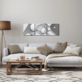 Geometrický abstraktný obraz (s hodinami) (90x30 cm)