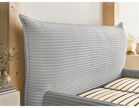 Svetlosivá čalúnená dvojlôžková posteľ s úložným priestorom a roštom 180x200 cm Jade – Bobochic Paris