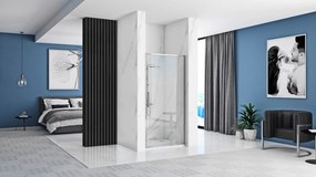 Jednokrídlové sprchové dvere REA RAPID SWING 90 cm pre inštaláciu do niky, chróm/transparent - bez vaničky