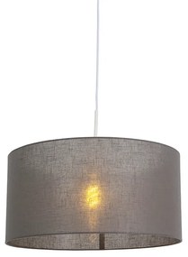 Vidiecka závesná lampa biela so šedým odtieňom 50 cm - Combi 1