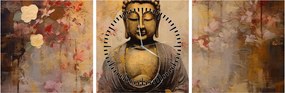 Obraz - Budha, maľba (s hodinami) (90x30 cm)