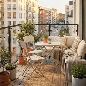 Béžová oceľová záhradná jedálenská súprava pre 2 Yvonne – Bizzotto