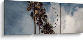 Obraz - Palmová dráma (s hodinami) (90x30 cm)