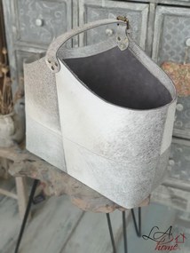 Kožený kôš hovädzej kože šedá - 50 * 21 * 40cm