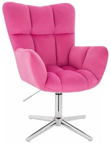 LuxuryForm DESIGN Kreslo AURORA VELUR na striebornom kríži - tmavo ružové