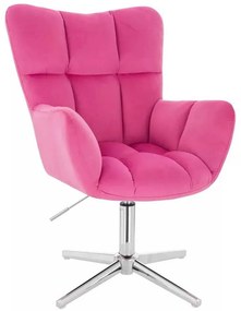 LuxuryForm DESIGN Otočné kreslo AURORA VELUR na striebornom kríži - tmavoružové