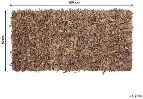 Kožený koberec 80 x 150 cm béžový MUT Beliani