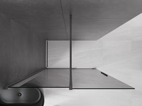 Mexen Velar, sprchová zástena s posuvnými dverami Walk-in 150 x 200 cm, 8mm šedé sklo, grafitová, 871-150-000-43-95