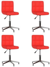 Otočné jedálenské stoličky 4 ks červené umelá koža