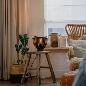 Orientálna stolná lampa čierna bambus - Pua
