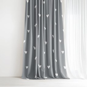 Goldea bavlnený záves - srdiečka na sivom 200x150 cm