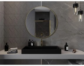 Mexen Loft, okrúhle kúpeľňové zrkadlo 95 cm, farba rámu zlatá lesklá, 9850-095-095-000-50