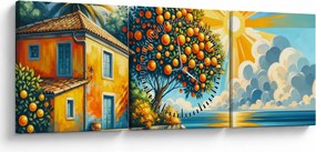 Obraz - Dom s pomarančmi I. (s hodinami) (90x30 cm)