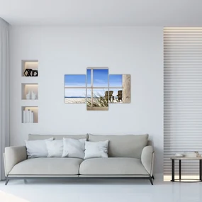 Obraz - Okno v výhľadom na pláž (90x60 cm)