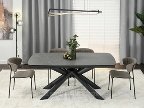 Keramický rozkladací stôl DAMIR grafitový mramor + čierne nohy
