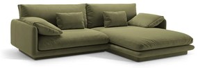Svetlozelená zamatová rohová pohovka (pravý roh/s leňoškou) Torino – Micadoni