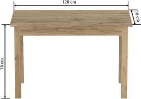 Vintino Jedálenský stôl ZENOX 120–160 cm × 70 cm – dub prírodný