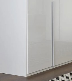 Šatníková skriňa New York D, 135 cm, biela / biely lesk
