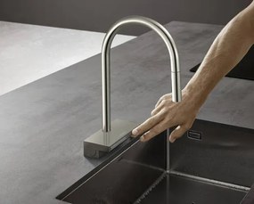 Hansgrohe M81, drezová batéria Aquno Select s výsuvnou koncovkou a plochým sprchovým prúdom, vzhľad nerezový, HAN-73837800
