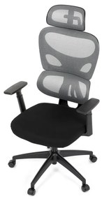 Kancelárska ergonomická stolička GRANT — sieť, látka, čierna / sivá