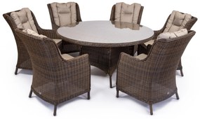 Ratanová jedálenská súprava KINGSTON 150 tmavohnedá