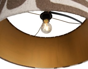 Stojacia lampa čierna s hnedým a béžovým pruhovaným tienidlom 50 cm - XXL