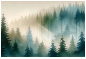 Samolepiaca tapeta hmlistý les v akvareli