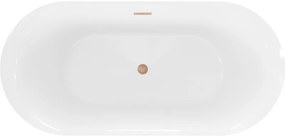 Mexen Roxy, voľne stojaca vaňa 170 x 80 cm, biela-čierna, medený prepad, 51201708075-65