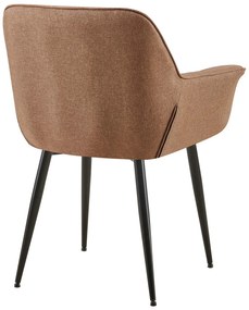 Stolička s podrúčkami Roseville - látka, nohy čierny kov - Sivo-hnedá (Taupe)