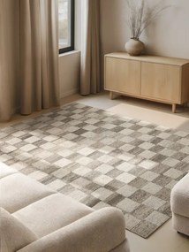 Koberec BOHO Quadra kremový / hnedý
