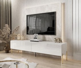 TV STOLÍK ELEGANTE 2 BIELY LESK + ZLATÉ NOŽIČKY 175 cm