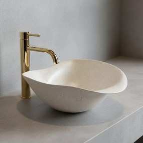 Rea ART, keramické umývadlo na dosku 400x390x160 mm, ručná výroba, model HM-34B, imitácia kemeňa-béžová, REA-U0609