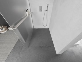 Mexen Kioto+, sprchová zástena Walk-In s poličkou a vešiakom 90 x 200 cm, 8mm sklo námraza, brúsená oceľ profil, 800-090-121-97-30