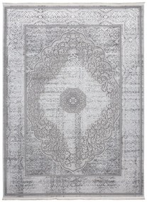 Exkluzívny koberec sivej farby s bielym orientálnym vzorom Šírka: 80 cm | Dĺžka: 150 cm