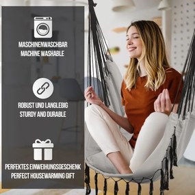 MIADOMODO Závesné hojdacie kreslo, sivé, dovnútra aj von
