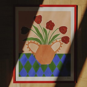 Moikka Plagát Red Tulips by Carla Llanos 50x70