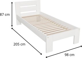 Jednolôžková posteľ z masívu MATILDA 90x200 biela