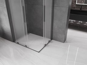 Mexen Velar Duo, sprchový kút s posuvnými dverami 90 x 80 cm, 8mm sklo námraza, brúsený grafit, 871-090-080-32-95