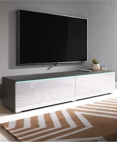 TV skrinka LED 140 cm závesná alebo stojaca matera/biely lesk Lowboard D