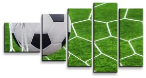 Sablio Obraz - 5-dílný Futbalová lopta v bráne - 100x60 cm