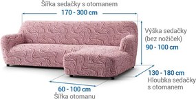 Bielastické poťahy BRILLANTE bordó sedačka s otomanom vpravo (š. 170 - 300 cm)