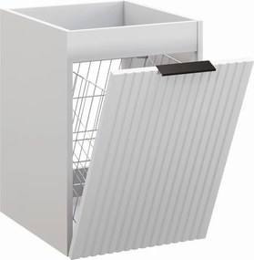 Závěsná skříňka pod umyvadlo Casad s deskou a košem na prádlo 100 cm bílá/dub wotan