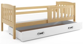 Interbeds Jednolôžková posteľ Kubus2 prírodná 190x80 s matracom a šuplíkom - biela