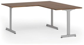 Kancelársky stôl PRIMO BETA L, 1600 x 1800 mm, sivá podnož, orech