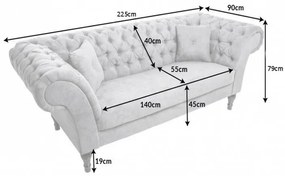 Paris Chesterfield sedačka sivá