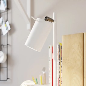 Stolná lampa Ring, 1x biele kovové tienidlo